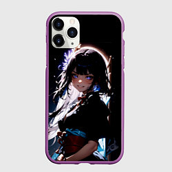 Чехол iPhone 11 Pro матовый Сёгун райден из игры Геншин импакт, цвет: 3D-фиолетовый