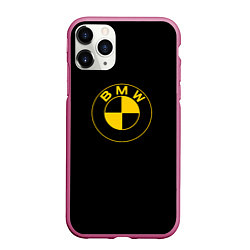 Чехол iPhone 11 Pro матовый BMW logo yellow, цвет: 3D-малиновый