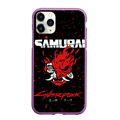 Чехол iPhone 11 Pro матовый Cyberpunk 2077 Samurai lego / 3D-Фиолетовый – фото 1