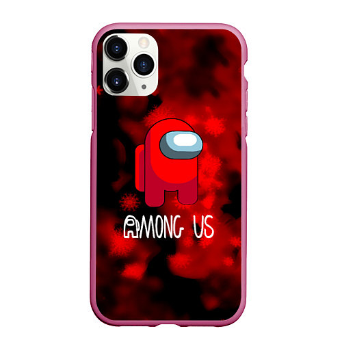 Чехол iPhone 11 Pro матовый Among us красный / 3D-Малиновый – фото 1