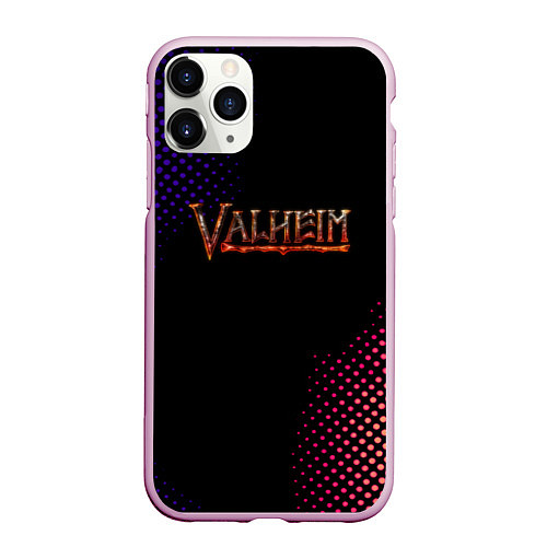 Чехол iPhone 11 Pro матовый Valheim logo pattern / 3D-Розовый – фото 1