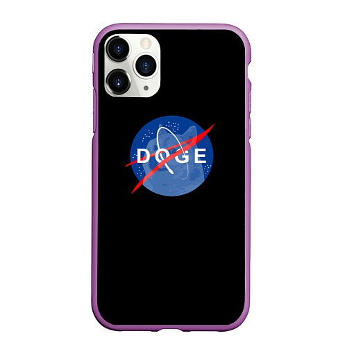 Чехол iPhone 11 Pro матовый Doge мем / 3D-Фиолетовый – фото 1