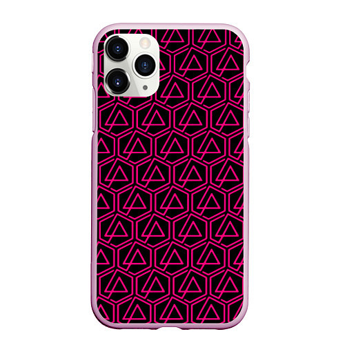 Чехол iPhone 11 Pro матовый Linkin park pink logo / 3D-Розовый – фото 1