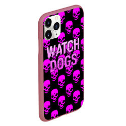 Чехол iPhone 11 Pro матовый Watch dogs neon skull, цвет: 3D-малиновый — фото 2