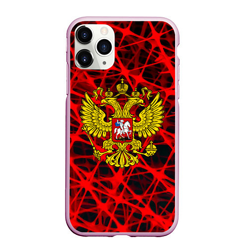 Чехол iPhone 11 Pro матовый Россия текстура символика / 3D-Розовый – фото 1