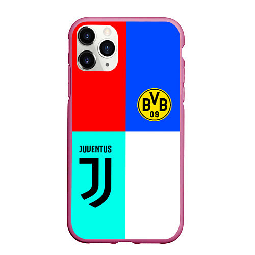 Чехол iPhone 11 Pro матовый Juventus x Borussia / 3D-Малиновый – фото 1