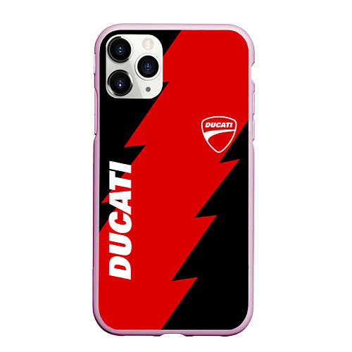 Чехол iPhone 11 Pro матовый Ducati - logo / 3D-Розовый – фото 1