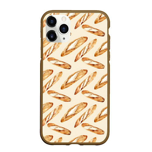 Чехол iPhone 11 Pro матовый The baguette pattern / 3D-Коричневый – фото 1