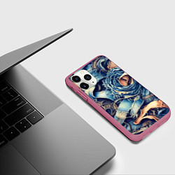 Чехол iPhone 11 Pro матовый Джинсовая рванина - модный тренд, цвет: 3D-малиновый — фото 2