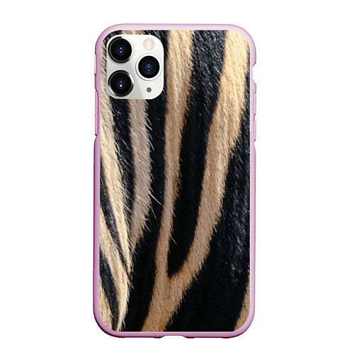 Чехол iPhone 11 Pro матовый Мех зебры / 3D-Розовый – фото 1