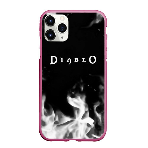 Чехол iPhone 11 Pro матовый Diablo fire black / 3D-Малиновый – фото 1