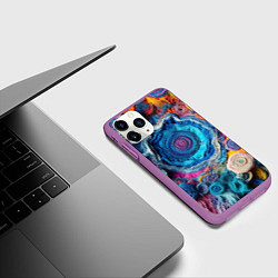 Чехол iPhone 11 Pro матовый Вязаные цветы - пэчворк, цвет: 3D-фиолетовый — фото 2