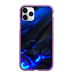 Чехол iPhone 11 Pro матовый Синяя абстракция с плитами, цвет: 3D-фиолетовый