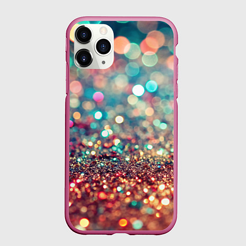 Чехол iPhone 11 Pro матовый Блестяшки боке / 3D-Малиновый – фото 1