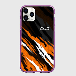 Чехол iPhone 11 Pro матовый KTM - Рваный гексагон, цвет: 3D-фиолетовый