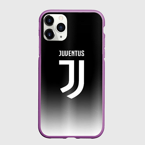 Чехол iPhone 11 Pro матовый Ювентус серый градиент / 3D-Фиолетовый – фото 1