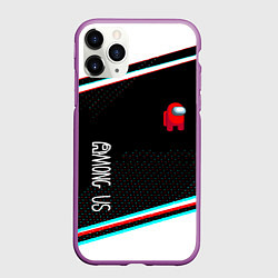 Чехол iPhone 11 Pro матовый Among us geometry steel, цвет: 3D-фиолетовый