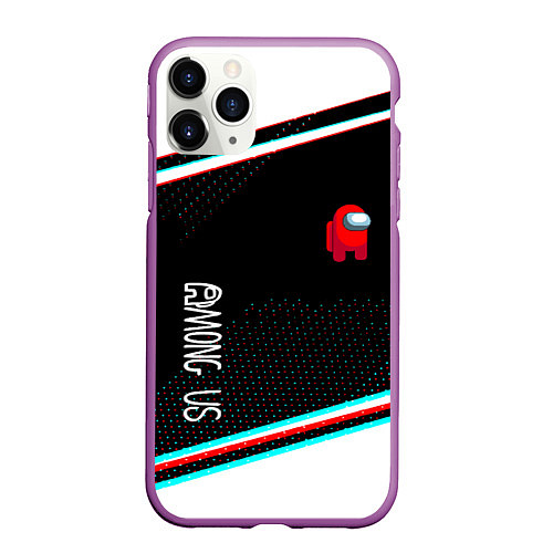 Чехол iPhone 11 Pro матовый Among us geometry steel / 3D-Фиолетовый – фото 1