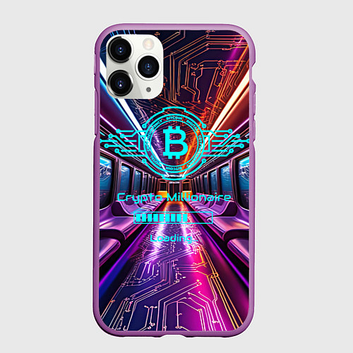 Чехол iPhone 11 Pro матовый Биткоин миллионер - загрузка / 3D-Фиолетовый – фото 1