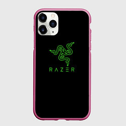 Чехол iPhone 11 Pro матовый Razer logo brend, цвет: 3D-малиновый