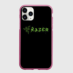 Чехол iPhone 11 Pro матовый Razer brend steel, цвет: 3D-малиновый