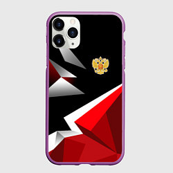 Чехол iPhone 11 Pro матовый Russia uniform - красный и черный, цвет: 3D-фиолетовый