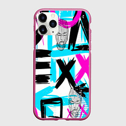 Чехол iPhone 11 Pro матовый Маска гопника, цвет: 3D-малиновый