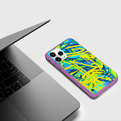 Чехол iPhone 11 Pro матовый Желто-зеленое граффити, цвет: 3D-фиолетовый — фото 2