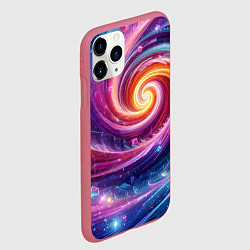 Чехол iPhone 11 Pro матовый Космическая галактическая спираль - неоновое свече, цвет: 3D-малиновый — фото 2