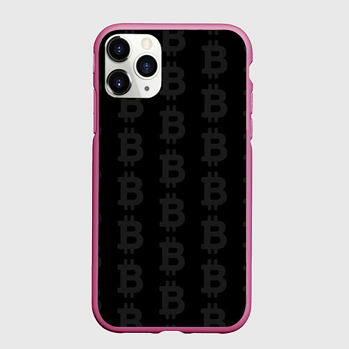 Чехол iPhone 11 Pro матовый Биткоин - символ буквы / 3D-Малиновый – фото 1