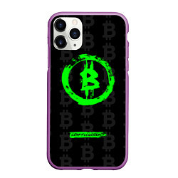 Чехол iPhone 11 Pro матовый Биткоин - салатовый неон, цвет: 3D-фиолетовый