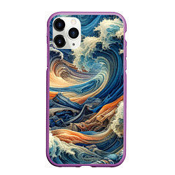 Чехол iPhone 11 Pro матовый Джинсовый шторм - нейросеть, цвет: 3D-фиолетовый