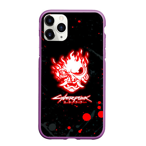 Чехол iPhone 11 Pro матовый Samurai flame logo / 3D-Фиолетовый – фото 1