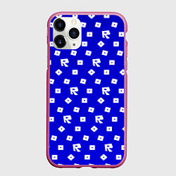 Чехол iPhone 11 Pro матовый Roblox blue pattern, цвет: 3D-малиновый