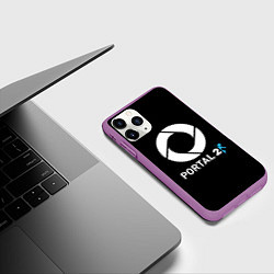 Чехол iPhone 11 Pro матовый Portal2 logo game, цвет: 3D-фиолетовый — фото 2