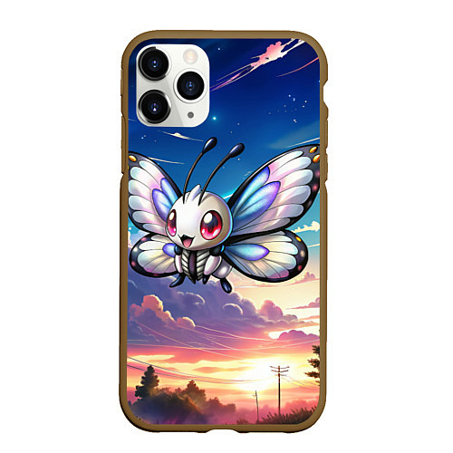 Чехол iPhone 11 Pro матовый Pokemon butterfree / 3D-Коричневый – фото 1