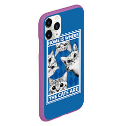 Чехол iPhone 11 Pro матовый Home is where the cats are, цвет: 3D-фиолетовый — фото 2