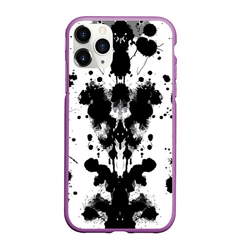 Чехол iPhone 11 Pro матовый The psychedelic Rorschach test - ai art / 3D-Фиолетовый – фото 1