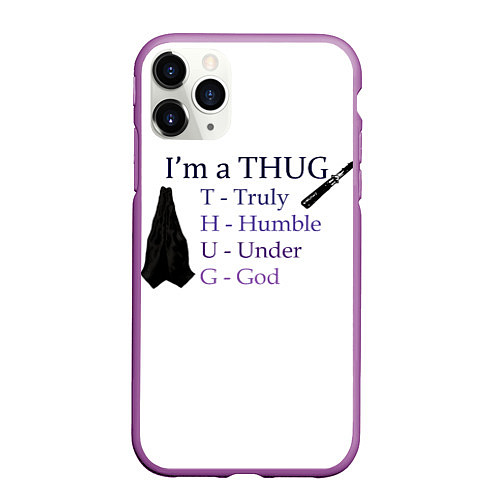 Чехол iPhone 11 Pro матовый Im a thug / 3D-Фиолетовый – фото 1