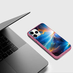 Чехол iPhone 11 Pro матовый Космический пейзаж - галактики, цвет: 3D-малиновый — фото 2