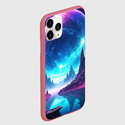 Чехол iPhone 11 Pro матовый Космический пейзаж - планеты, цвет: 3D-малиновый — фото 2