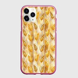Чехол iPhone 11 Pro матовый Золотая нива, цвет: 3D-малиновый