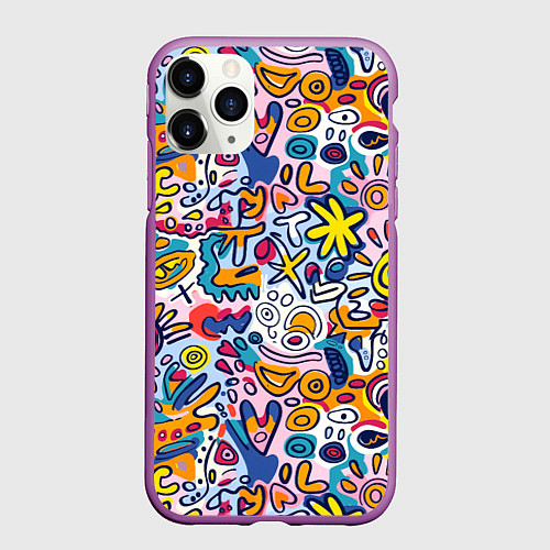Чехол iPhone 11 Pro матовый Солнце и морские звёзды абстракция / 3D-Фиолетовый – фото 1