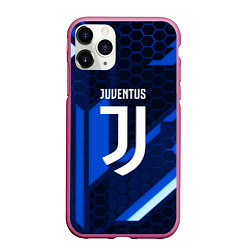 Чехол iPhone 11 Pro матовый Juventus sport geometry steel, цвет: 3D-малиновый