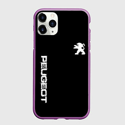 Чехол iPhone 11 Pro матовый Peugeot logo white, цвет: 3D-фиолетовый