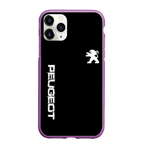 Чехол iPhone 11 Pro матовый Peugeot logo white / 3D-Фиолетовый – фото 1