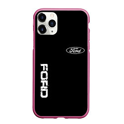 Чехол iPhone 11 Pro матовый Ford logo white steel, цвет: 3D-малиновый