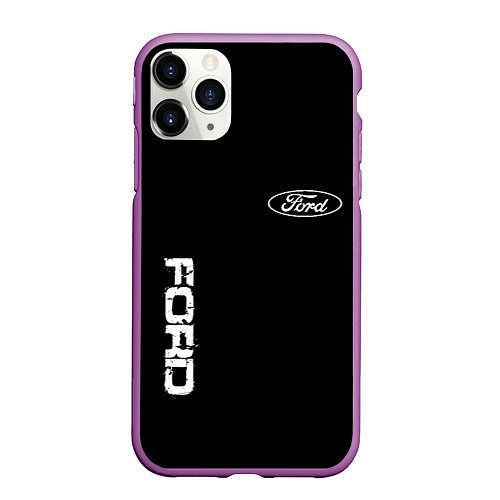 Чехол iPhone 11 Pro матовый Ford logo white steel / 3D-Фиолетовый – фото 1