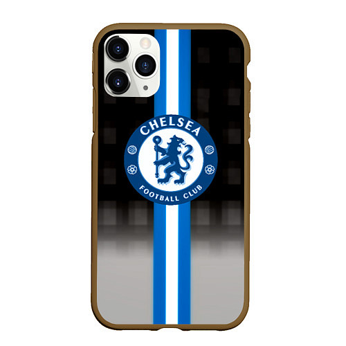 Чехол iPhone 11 Pro матовый Chelsea fc sport geometry / 3D-Коричневый – фото 1