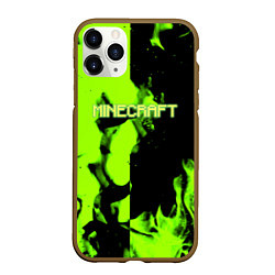 Чехол iPhone 11 Pro матовый Minecraft green logo fire